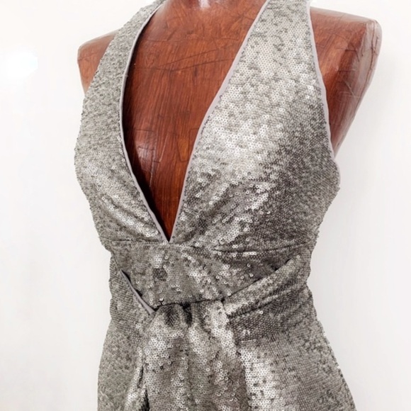 Harlyn Sequins Cocktail Silver Gray Dress Size M - Picture 7 of 8